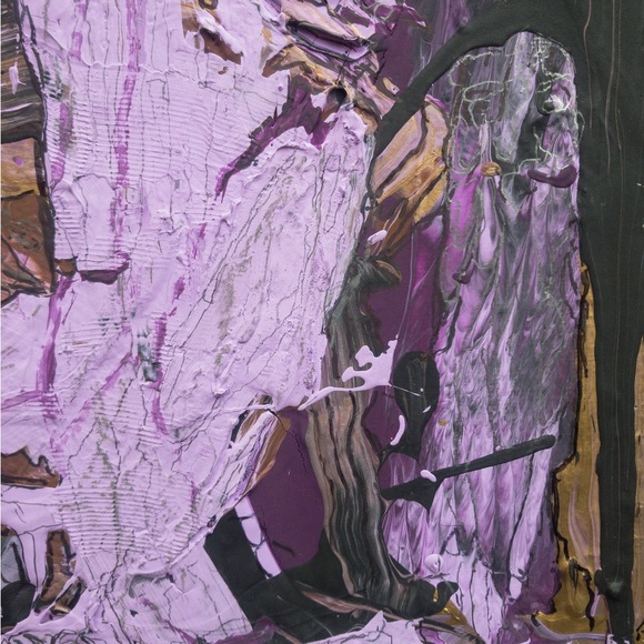 Misery, medium size, textured, with gold color, purple, sad, depressed painting. - Picture 7 of 11